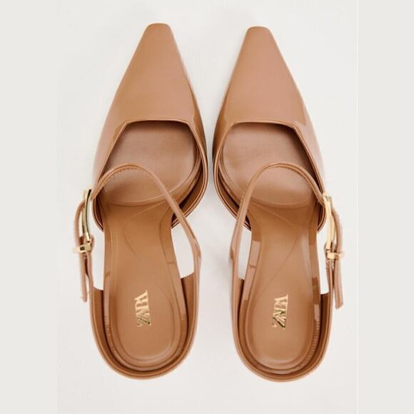 ZARA Blogger Fave Faux Patent Leather Heels • Nude Tan 7.5 - Picture 16 of 16